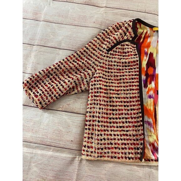 CoCa By St John Women's Colorful Casual Open Front Half Sleeve Jacket - Large - Picture 6 of 12